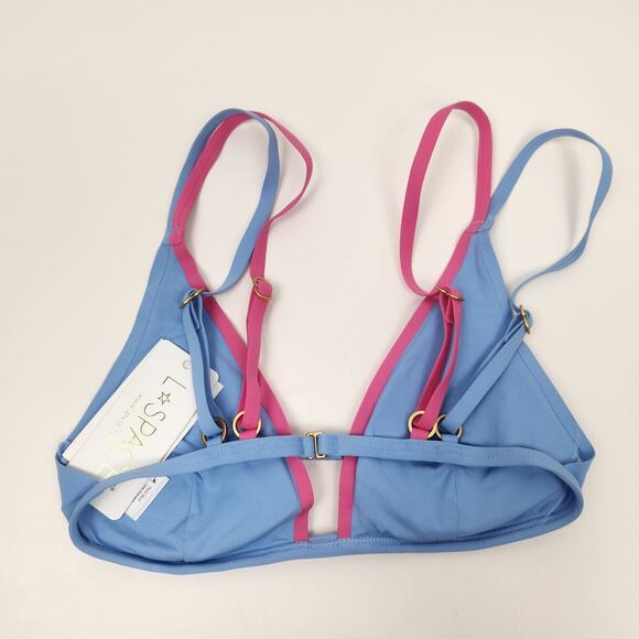 L*Space Finneas Bikini Top Blue Pink Size Medium NWT - Picture 3 of 5
